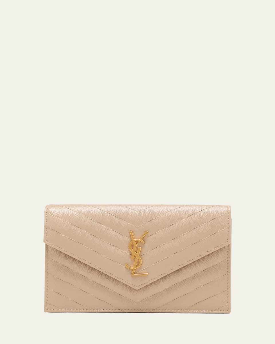 YSL Monogram Small Wallet on Chain in Grained Leather